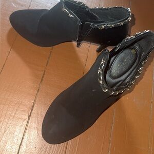 Black Ankle Boots with Chain Detail